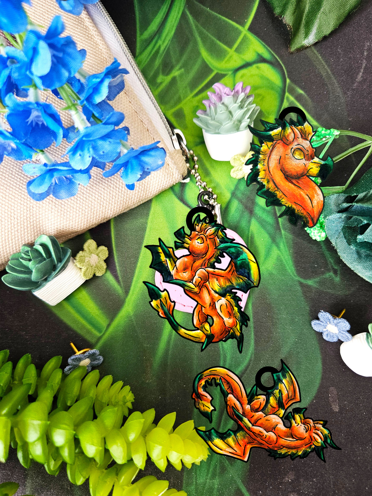 Chibi Fall Dragon- Autumn Fantasy- Shrink Charm 3pk
