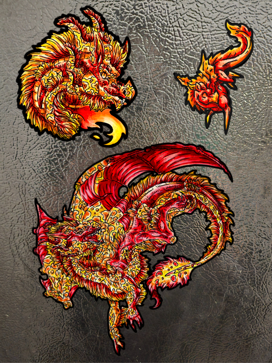 Fire Dragon Magnets 3pk