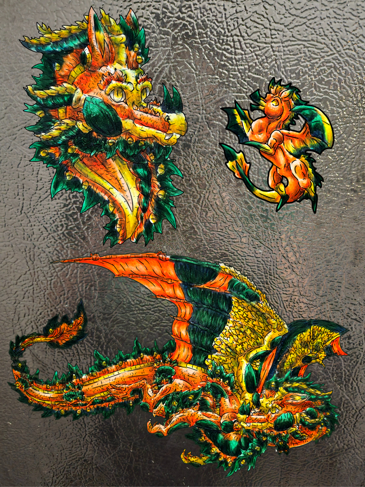 Fall Dragon- Autumn Fantasy- Magnet 3pk