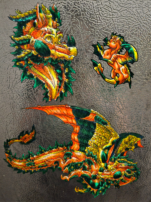 Fall Dragon- Autumn Fantasy- Magnet 3pk