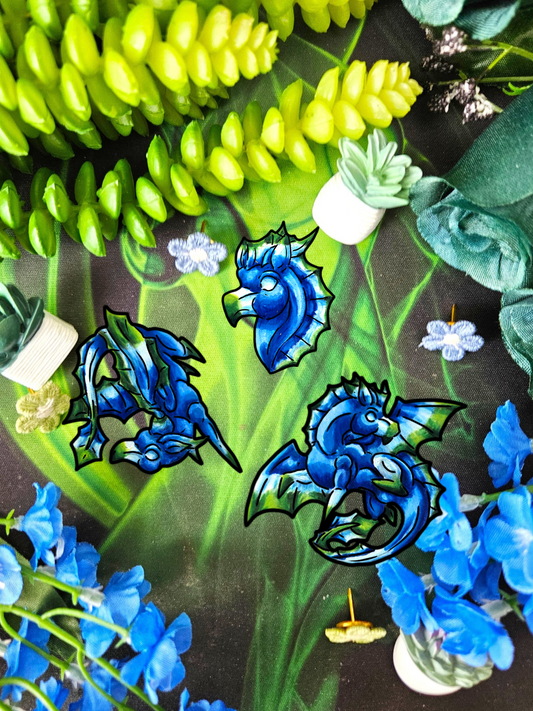 Chibi Water Dragon Stickers (3pk)