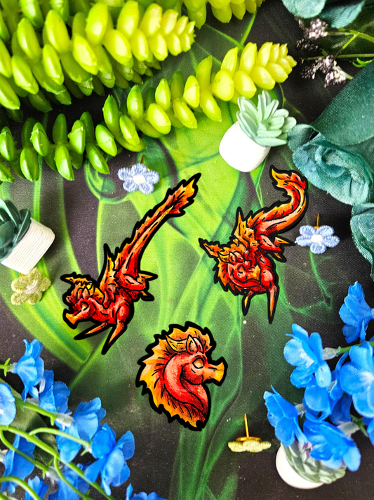 Chibi Fire Dragon Stickers (3pk)