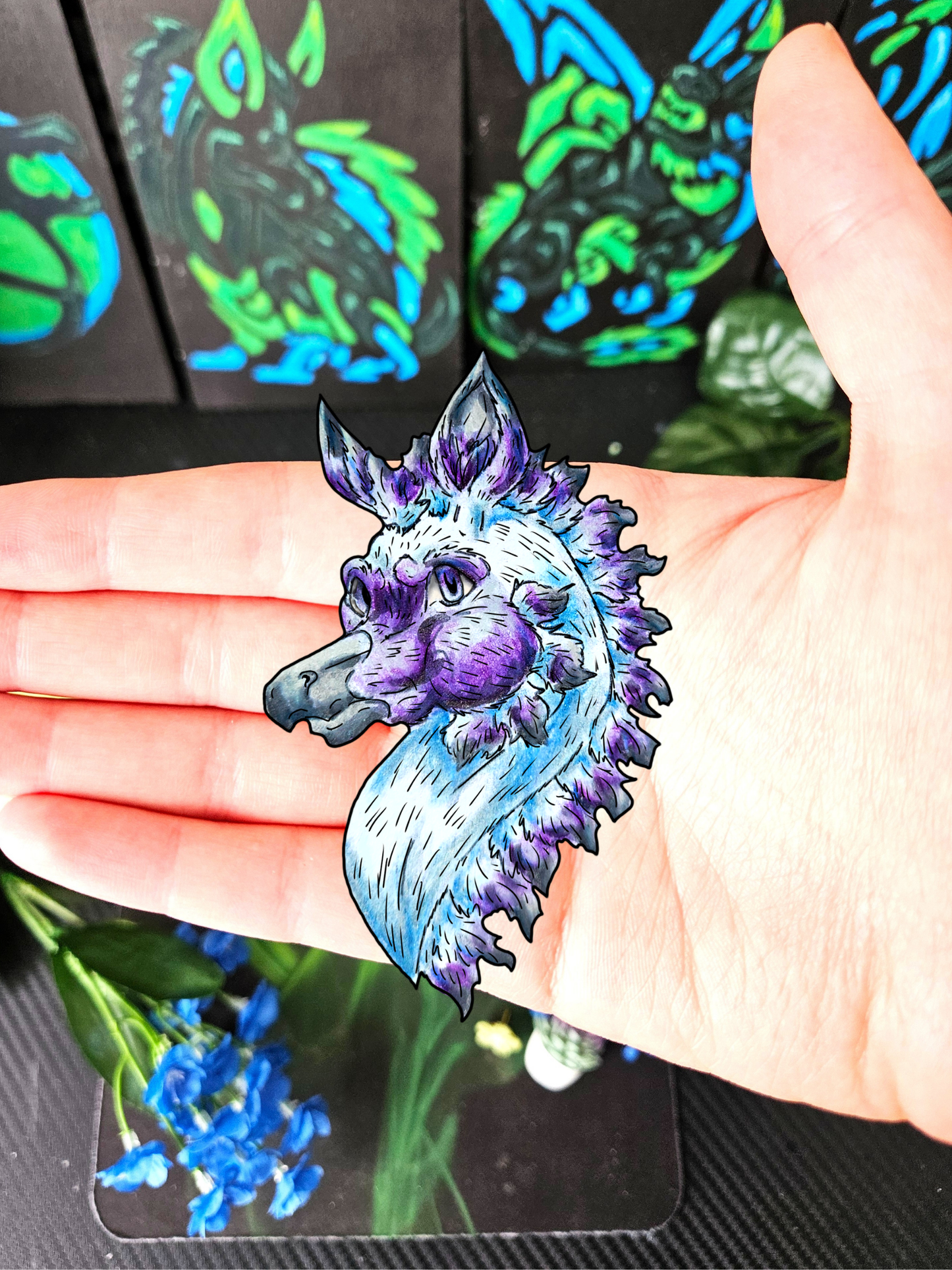 Seleste the Peryton Head Sticker