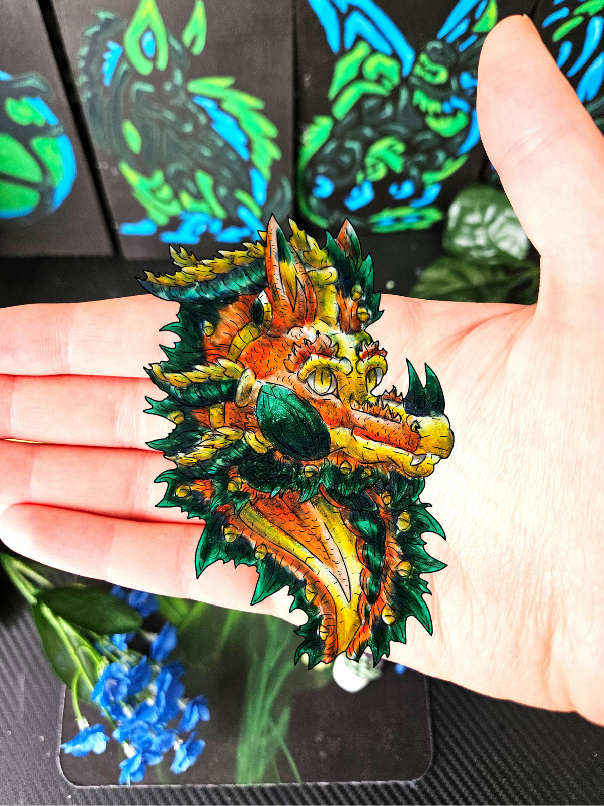Fall Dragon- Autumn Fantasy- Head Sticker