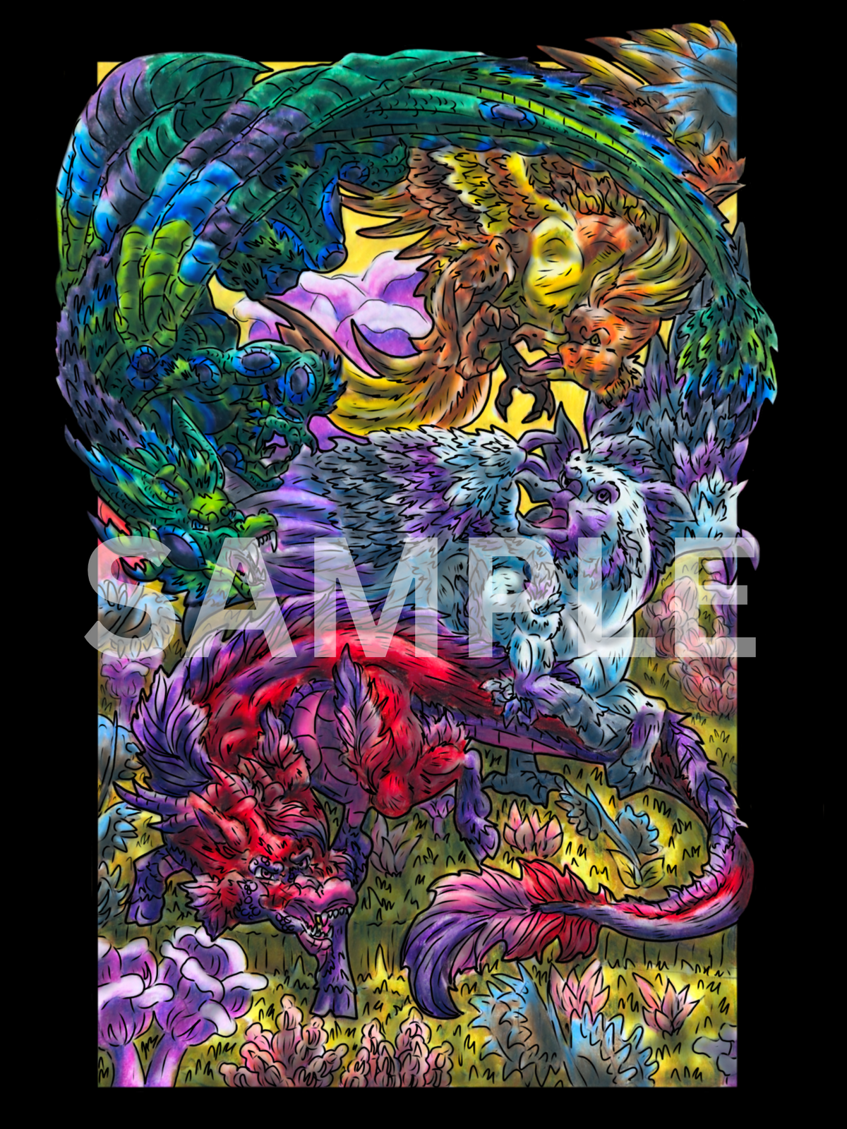 4 Myth group Prints DIGITAL DOWNLOAD Colored Version