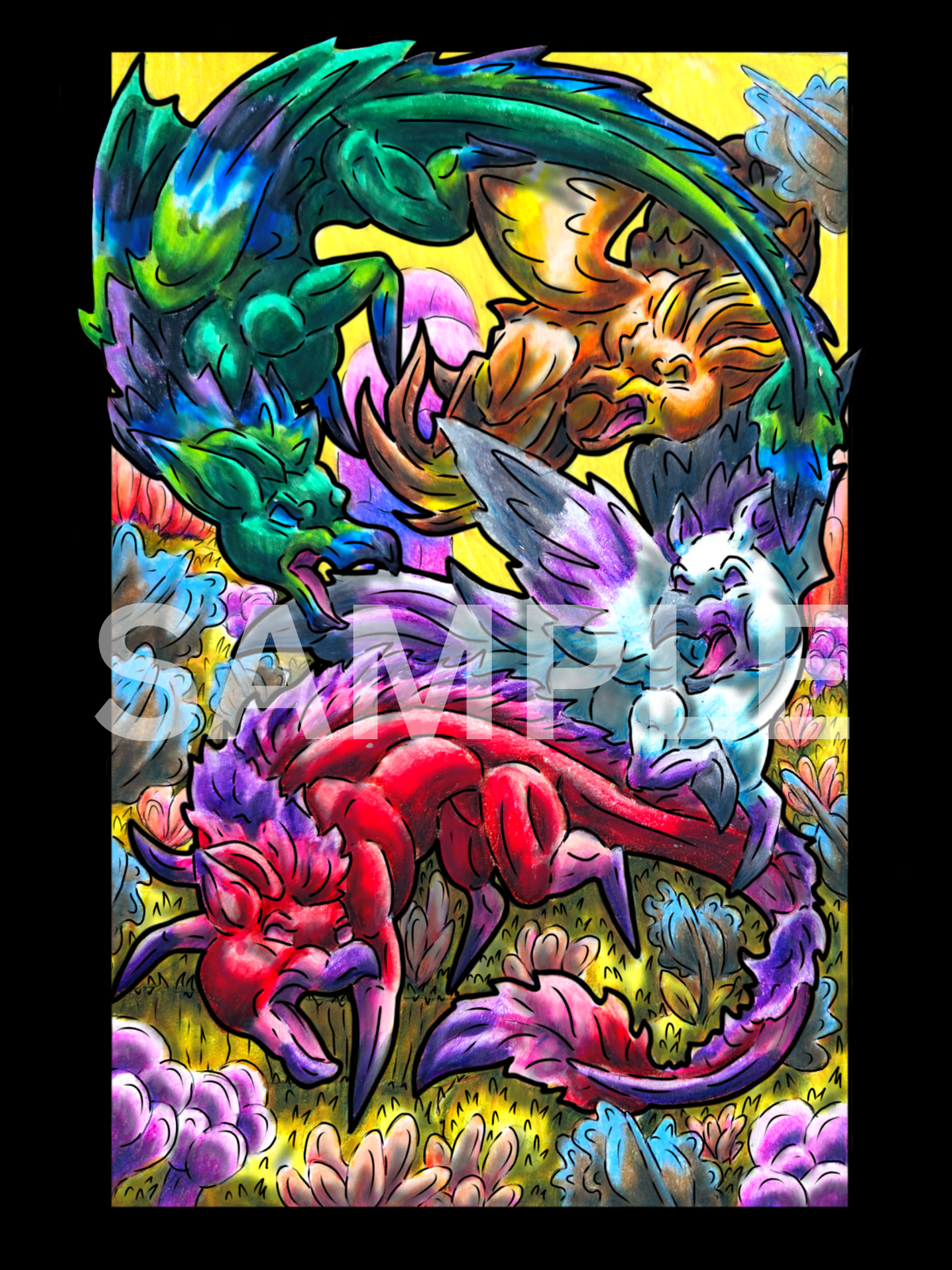 4 Myth group Prints DIGITAL DOWNLOAD Colored Version