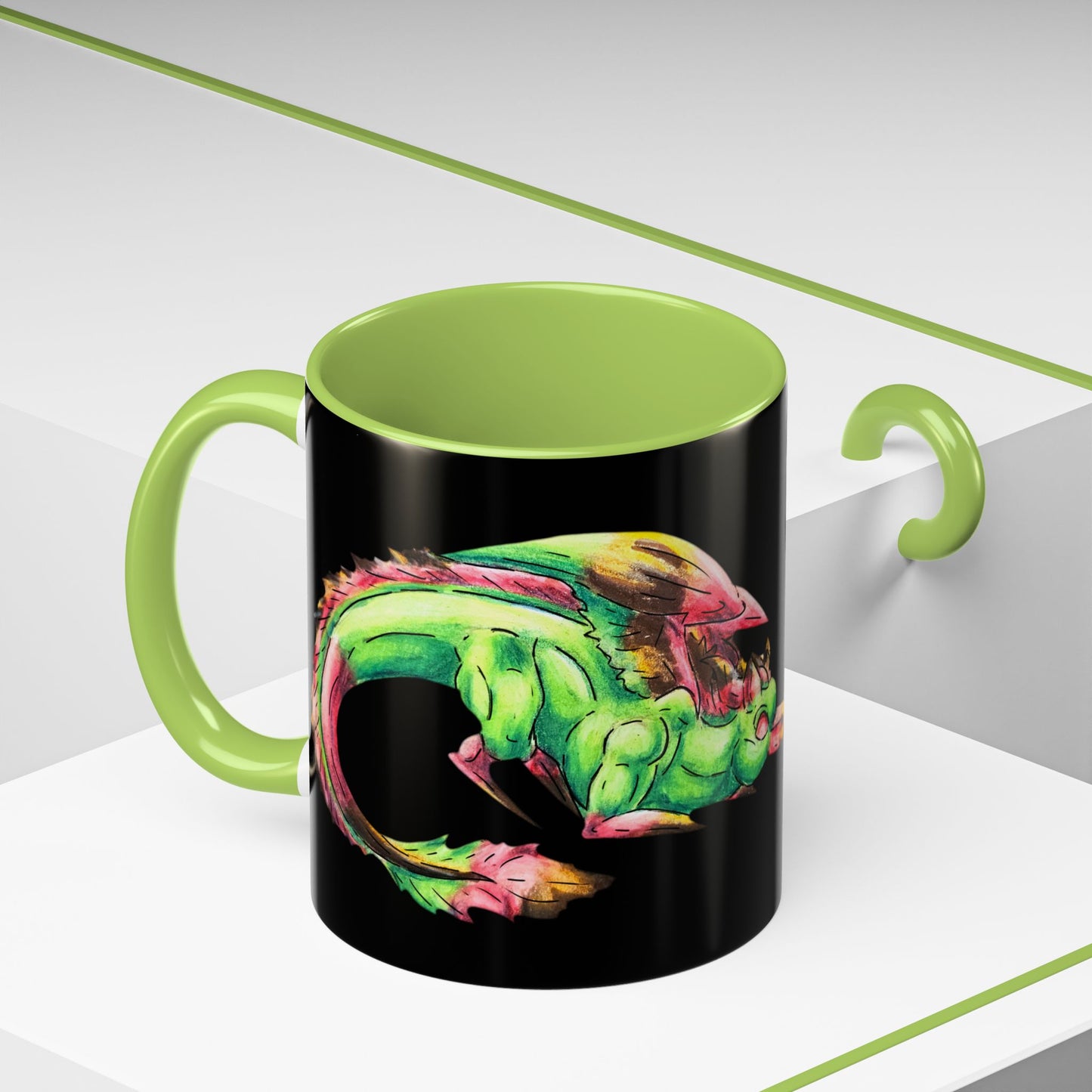 Chibi Spring Dragon- Rooted in Renewal - Fantasy Nature- Mythical Creature- Forest Guardian Art - Dragon Lover Gift Coffee Mug