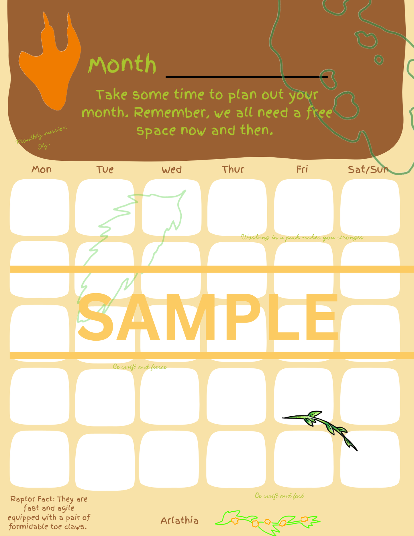 DIGITAL DOWNLOAD Caena Monthly Planner