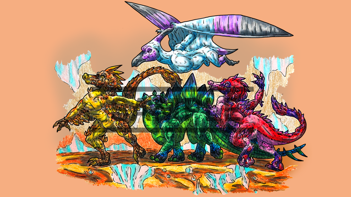 12 Dinosaur Print Pack DIGITAL DOWNLOAD Colored Version