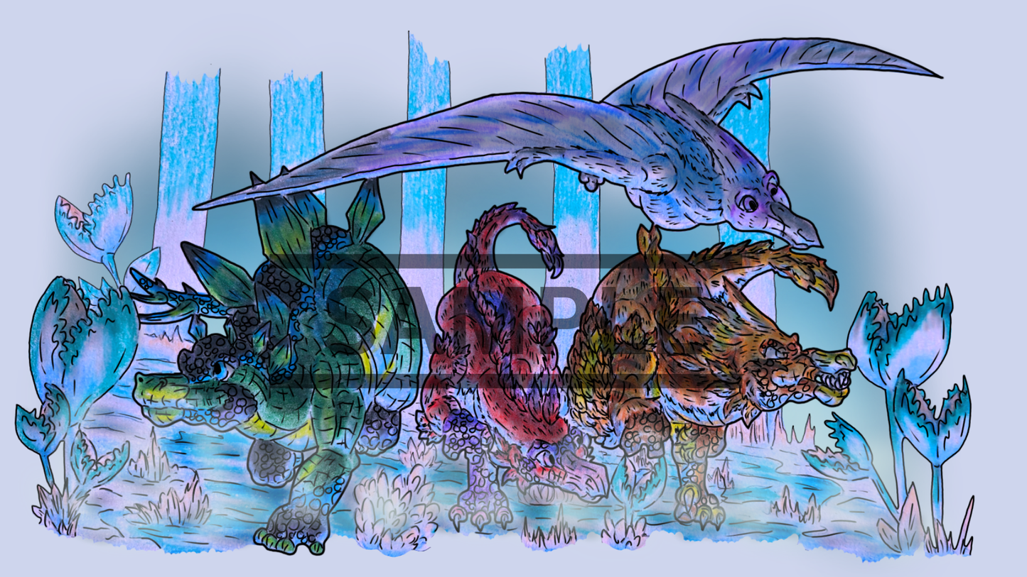 12 Dinosaur Print Pack DIGITAL DOWNLOAD Colored Version