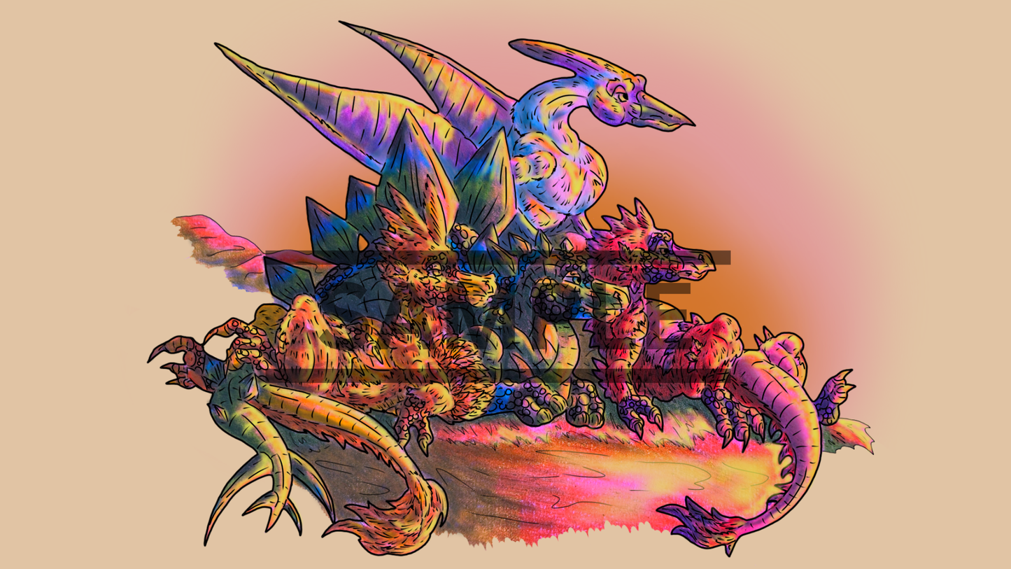 12 Dinosaur Print Pack DIGITAL DOWNLOAD Colored Version