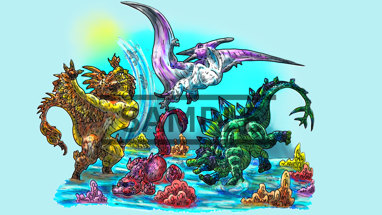 12 Dinosaur Print Pack DIGITAL DOWNLOAD Colored Version