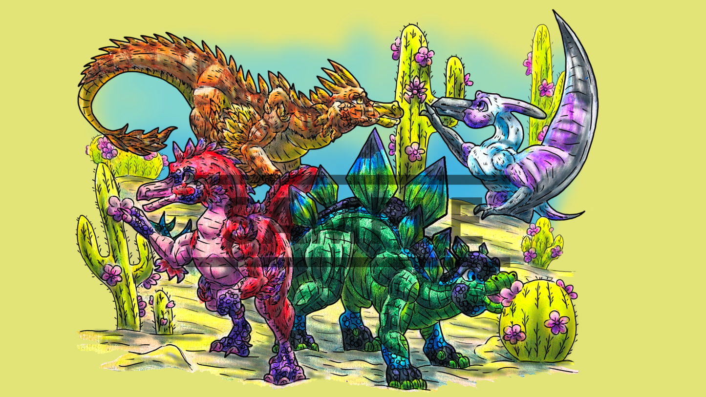 12 Dinosaur Print Pack DIGITAL DOWNLOAD Colored Version