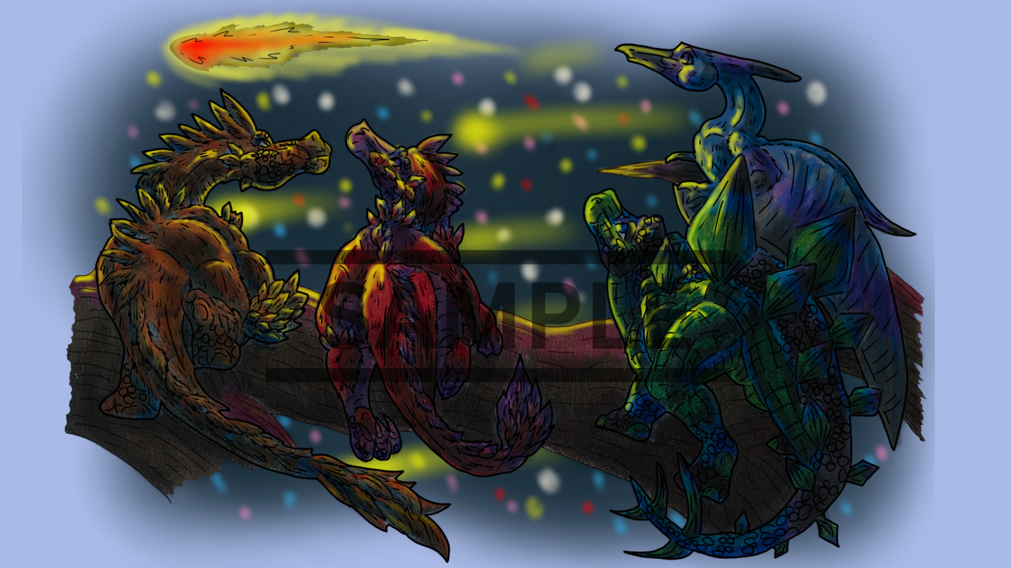 12 Dinosaur Print Pack DIGITAL DOWNLOAD Colored Version