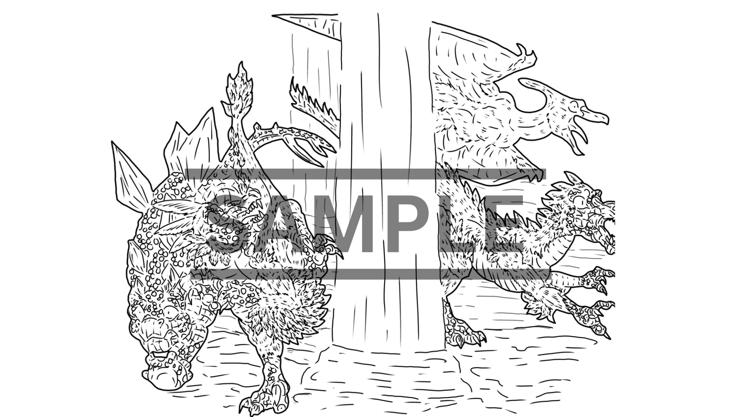 12 Dinosaur Print Pack DIGITAL DOWNLOAD Line Art Version