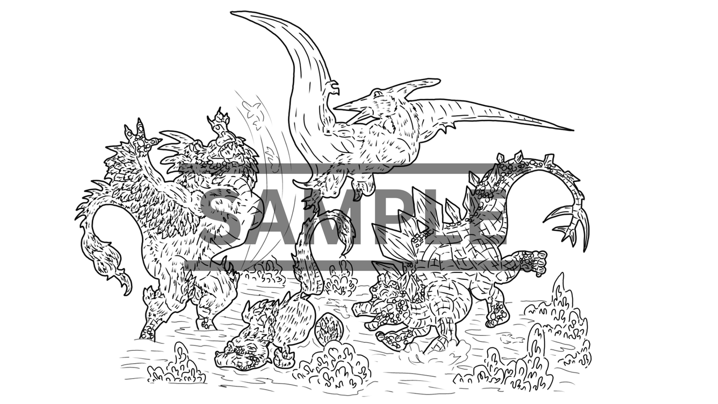 12 Dinosaur Print Pack DIGITAL DOWNLOAD Line Art Version