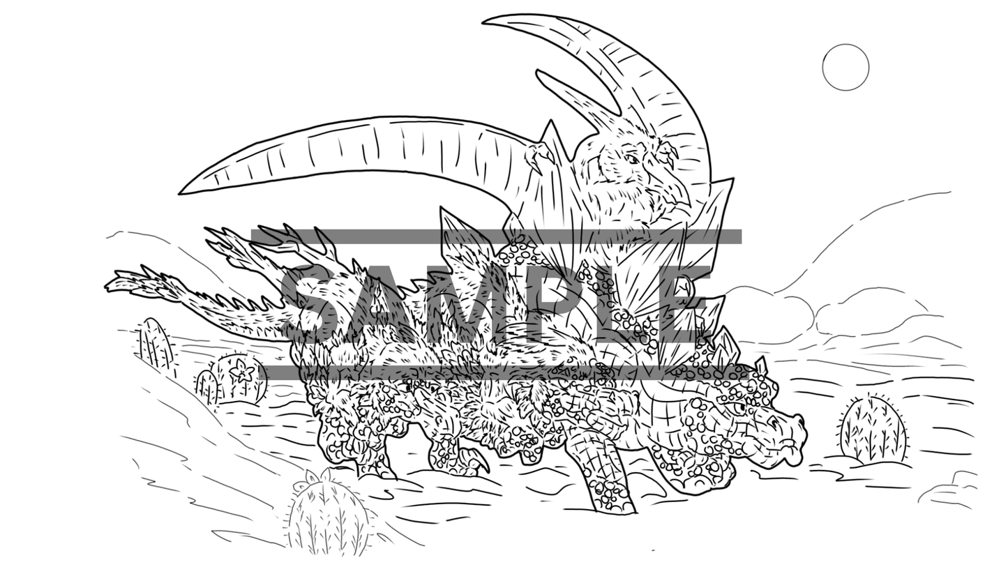 12 Dinosaur Print Pack DIGITAL DOWNLOAD Line Art Version