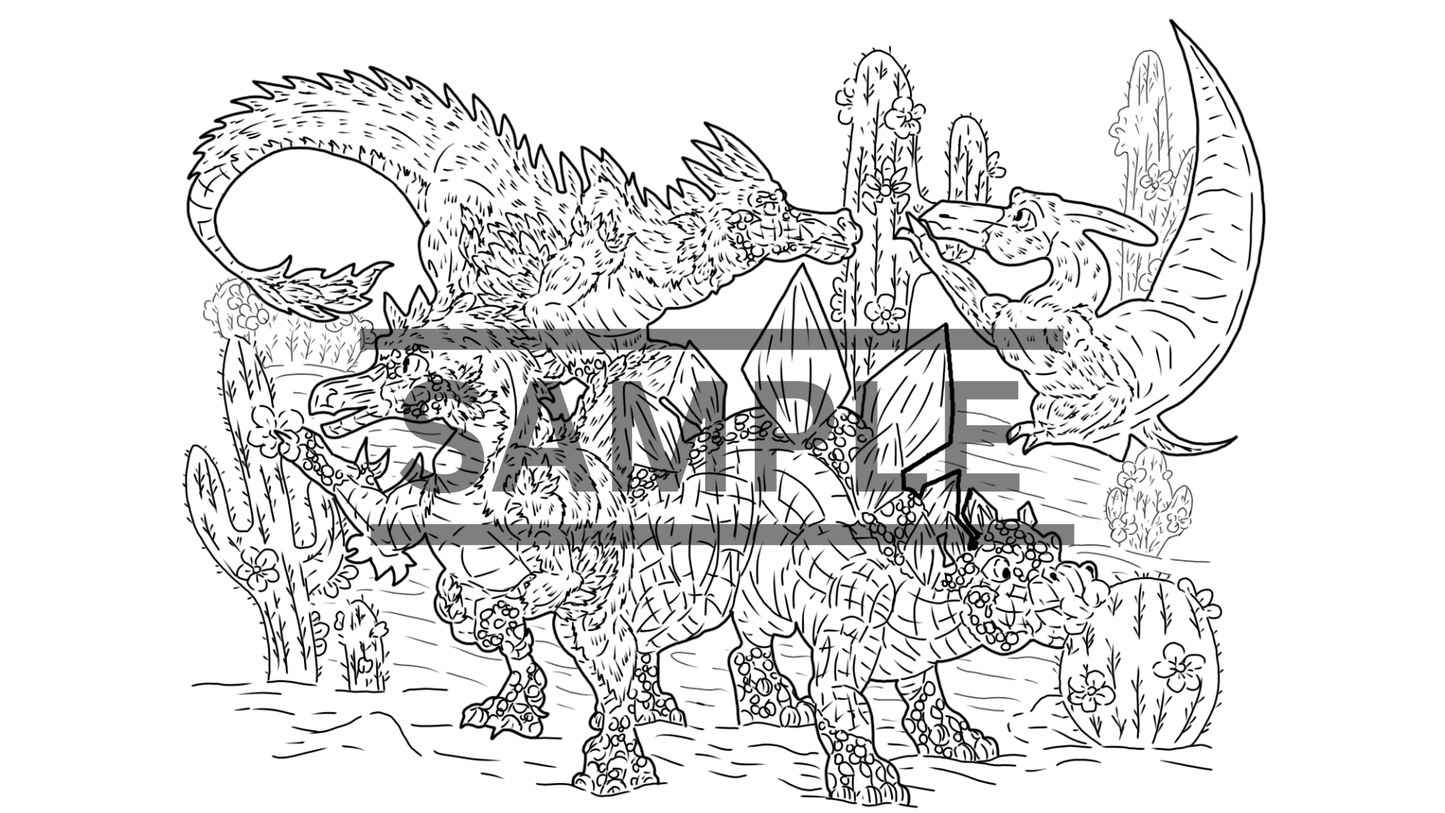 12 Dinosaur Print Pack DIGITAL DOWNLOAD Line Art Version