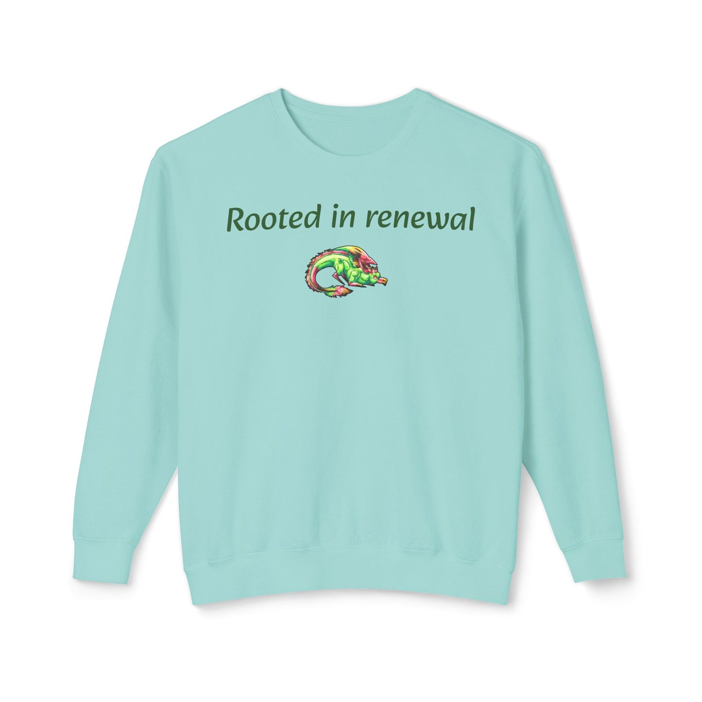 Chibi Spring Dragon- Rooted in Renewal Sweathshirt- Fantasy Nature- Mythical Creature- Forest Guardian Art - Dragon Lover Gift - Unisex Crewneck