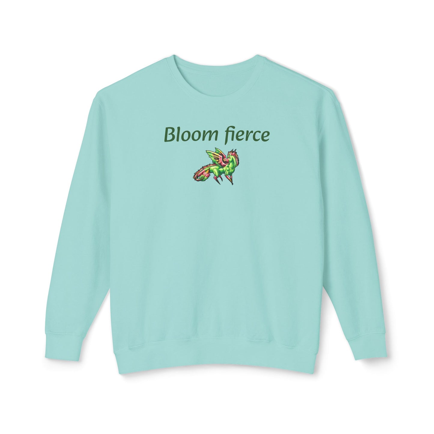 Chibi Spring Dragon- Bloom Fierce Sweathshirt- Fantasy Nature- Mythical Creature- Forest Guardian Art - Dragon Lover Gift - Unisex Crewneck