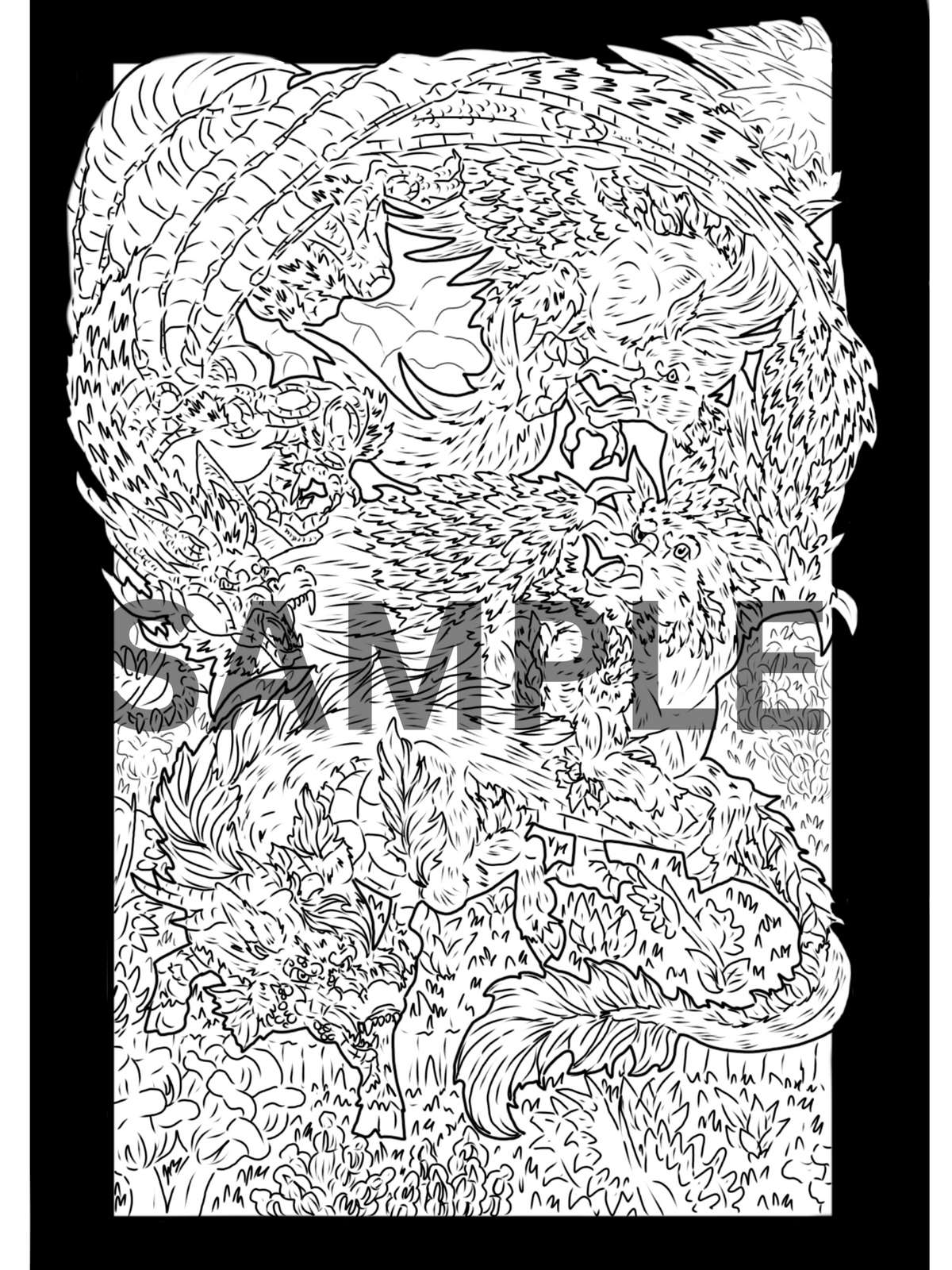 4 Myth group Prints DIGITAL DOWNLOAD Line Art Version