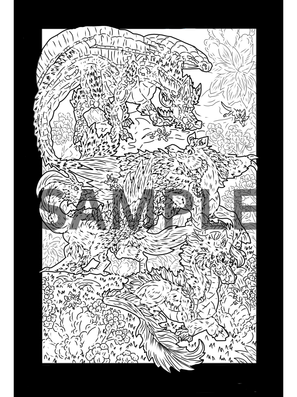 4 Myth group Prints DIGITAL DOWNLOAD Line Art Version
