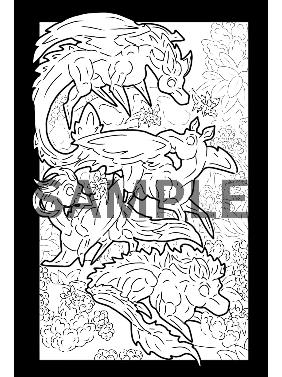 4 Myth group Prints DIGITAL DOWNLOAD Line Art Version