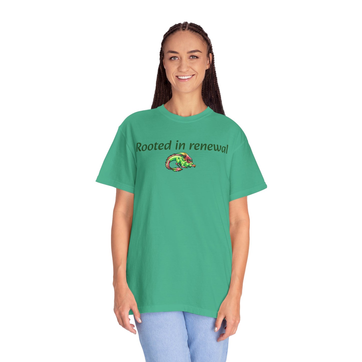Chibi Spring Dragon- Rooted in Renewal T-shirt- Fantasy Nature- Mythical Creature- Forest Guardian Art - Dragon Lover Gift - Shirt