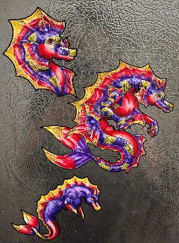 Sunset Hippocampus- Vibrant Ocean Fantasy Art- Marine Fantasy Illustration- 3pk Magnets